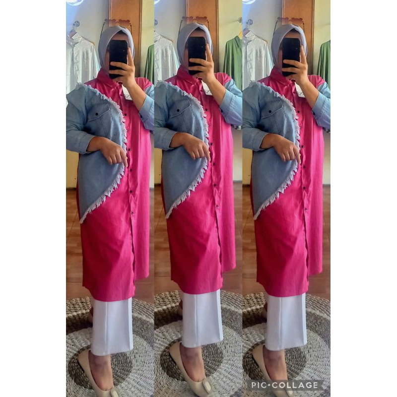 Long Tunik Mix Katun Jeans Import