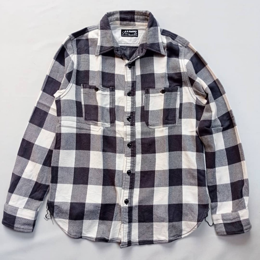 kemeja HR market japan heavy weight flannel shirt plaid flanel 45rpm