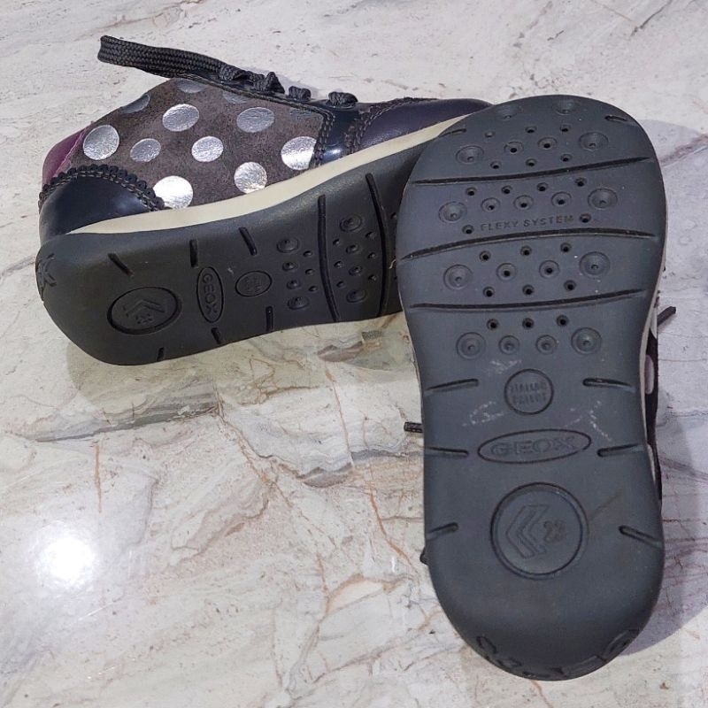 NEW GEOX KIDS SHOES SEPATU ANAK RESPIRA ORIGINAL SIZE 23 ITALIAN PATENT GREY