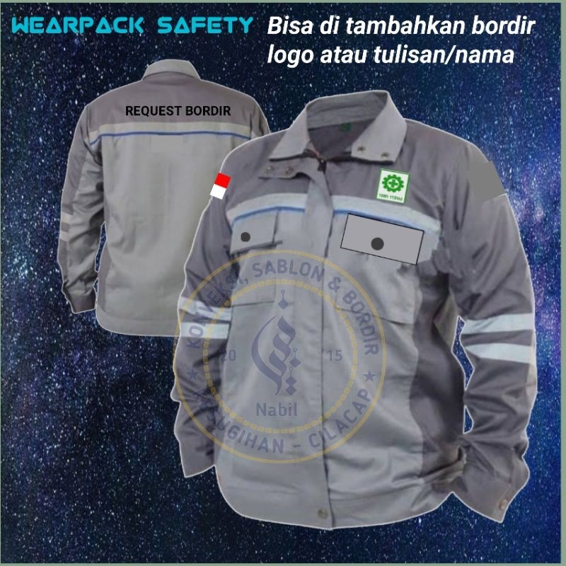 Wearpack safety, baju proyek, baju kerja, BORDIR CUSTOM