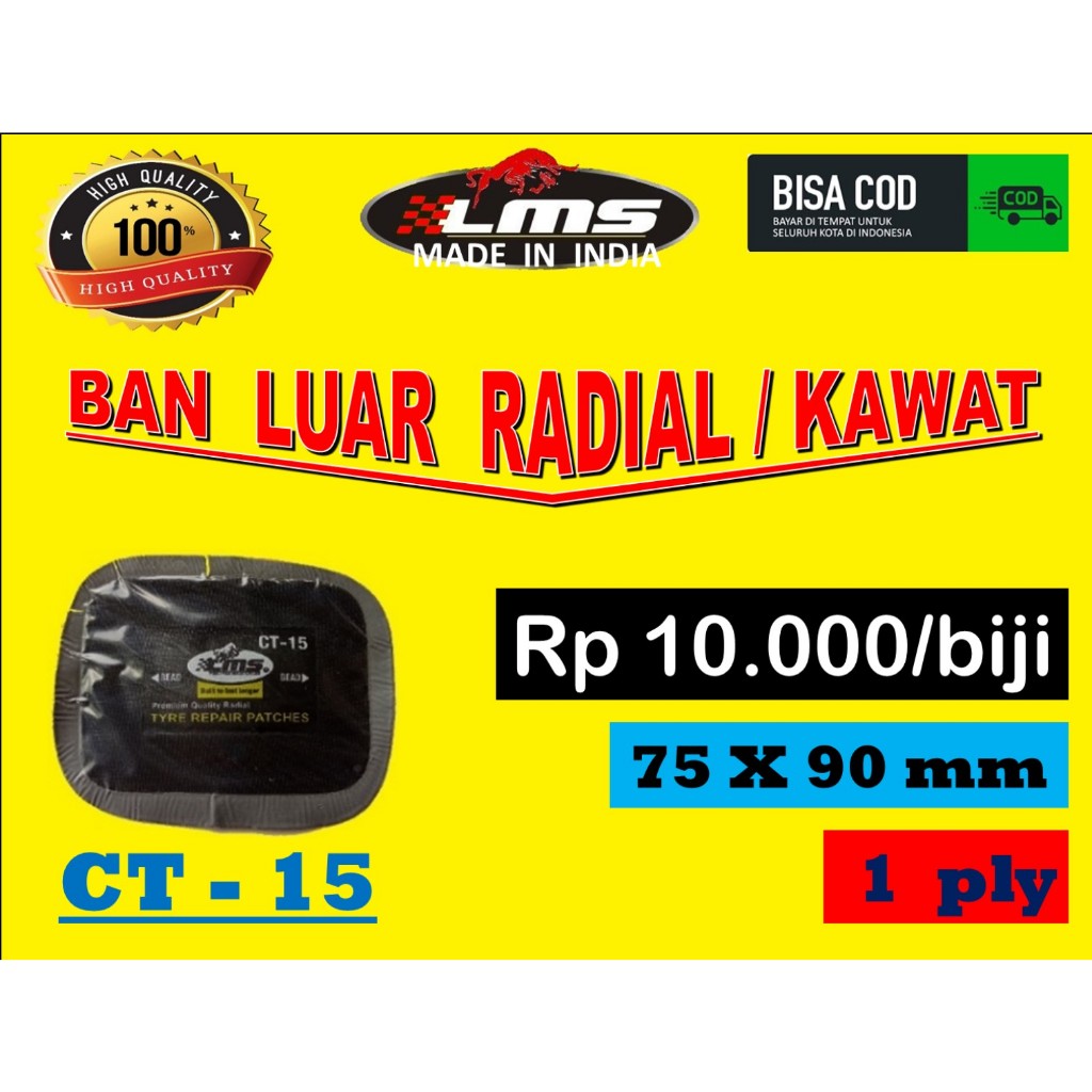 tambal tiptop CT 15 LMS the bestpatch tire repair karet tambal ban tanpa bakar tip top tubeless  tub