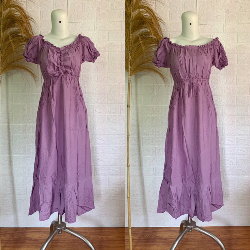 BEBYPIYAMA - DRESS CASANDRA PANJANG MOTIF DAN POLOS RAYON BALI HOMEDRESS SABRINA