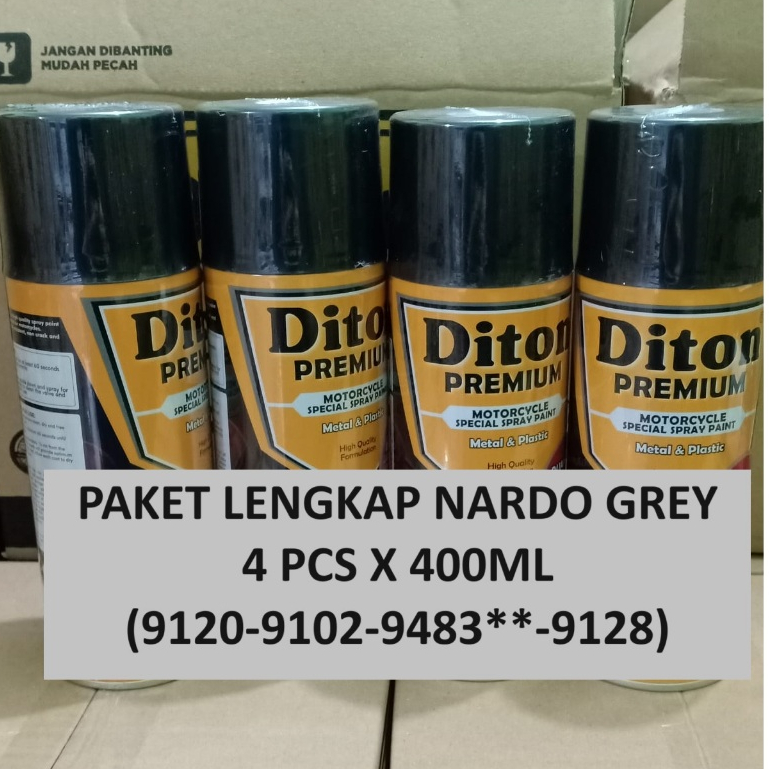 Paket Lengkap Pilox DITON PREMIUM Nardo Grey Paketan Pilok Cat Semprot Nardo Grey (Epoxy - Dasar Putih - Nardo Grey - Clear) 4 pcs x 400ml
