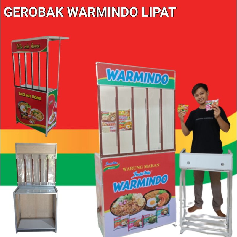 Gerobak warmindo portable / gerobak lipat aluminium / booth portable