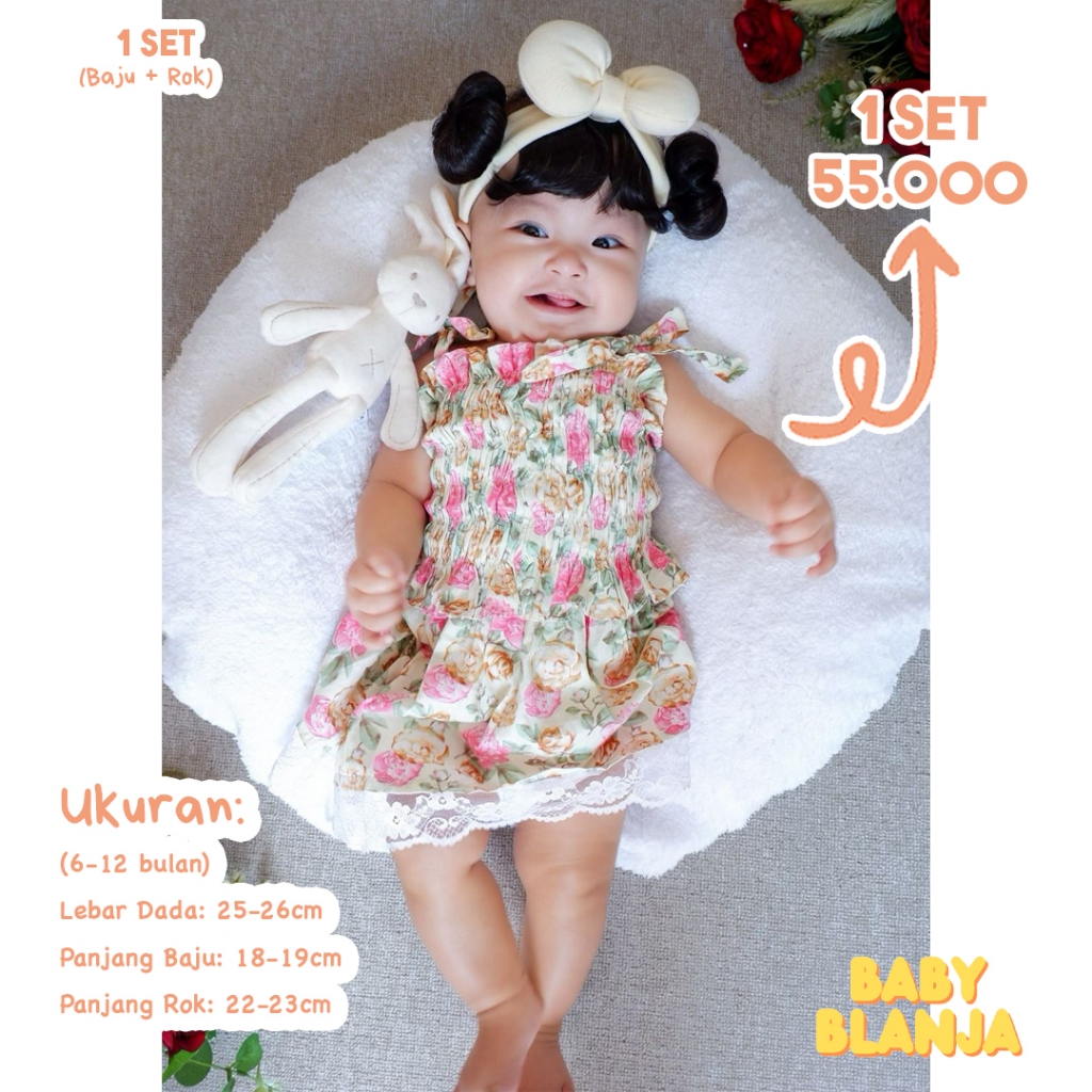 Baju Bayi Perempuan 6 12 Bulan Yemima Set