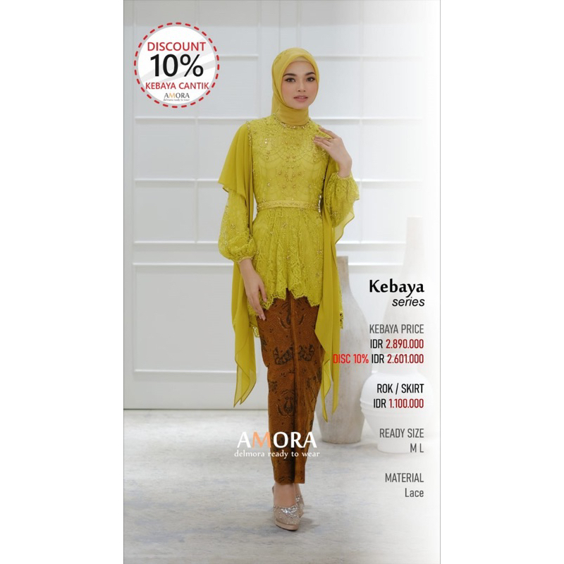 Kebaya Lime Furing Amora Delmora Ready To Wear (Size M)