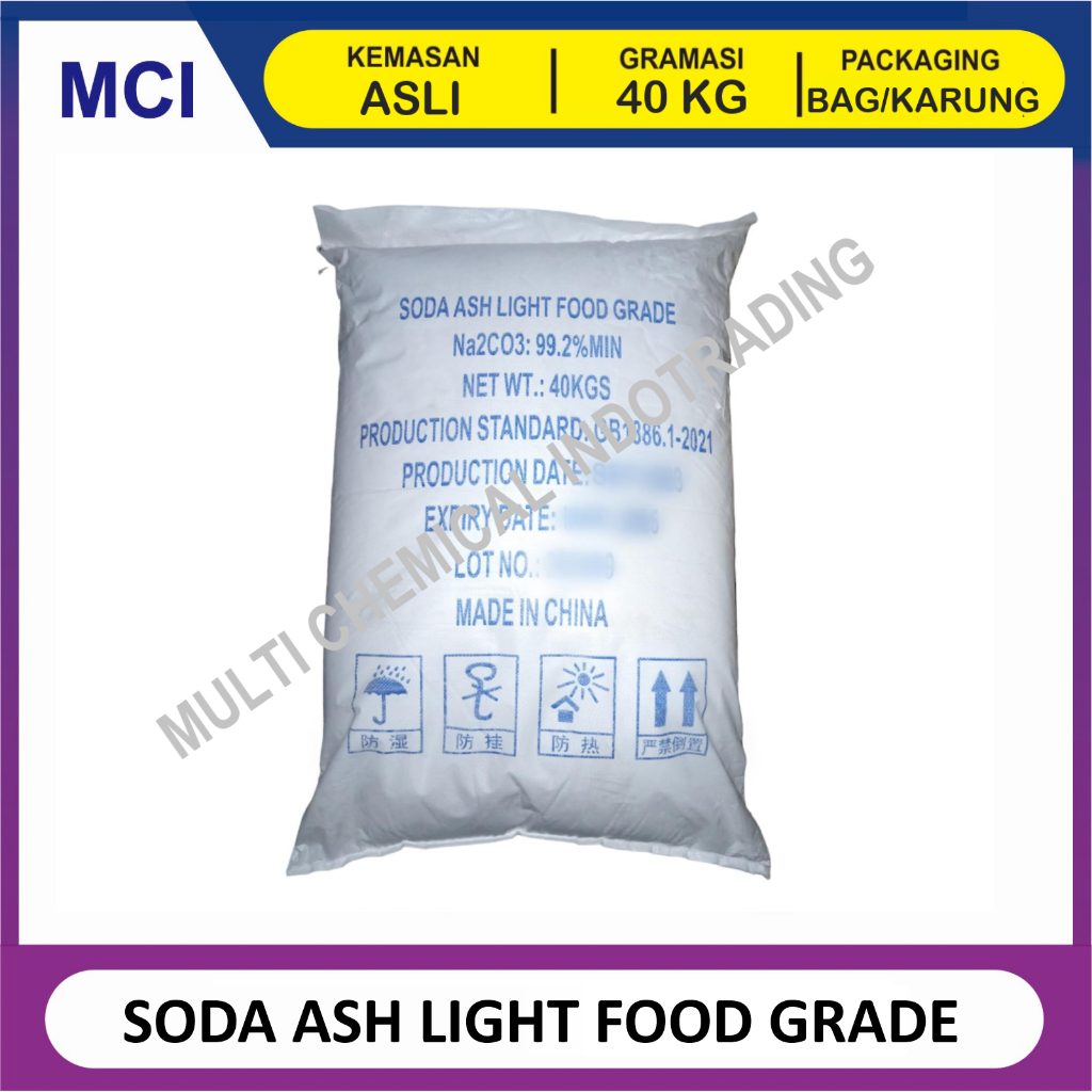 

SODA ASH LIGHT FOOD GRADE ex. CHINA. 40 KG