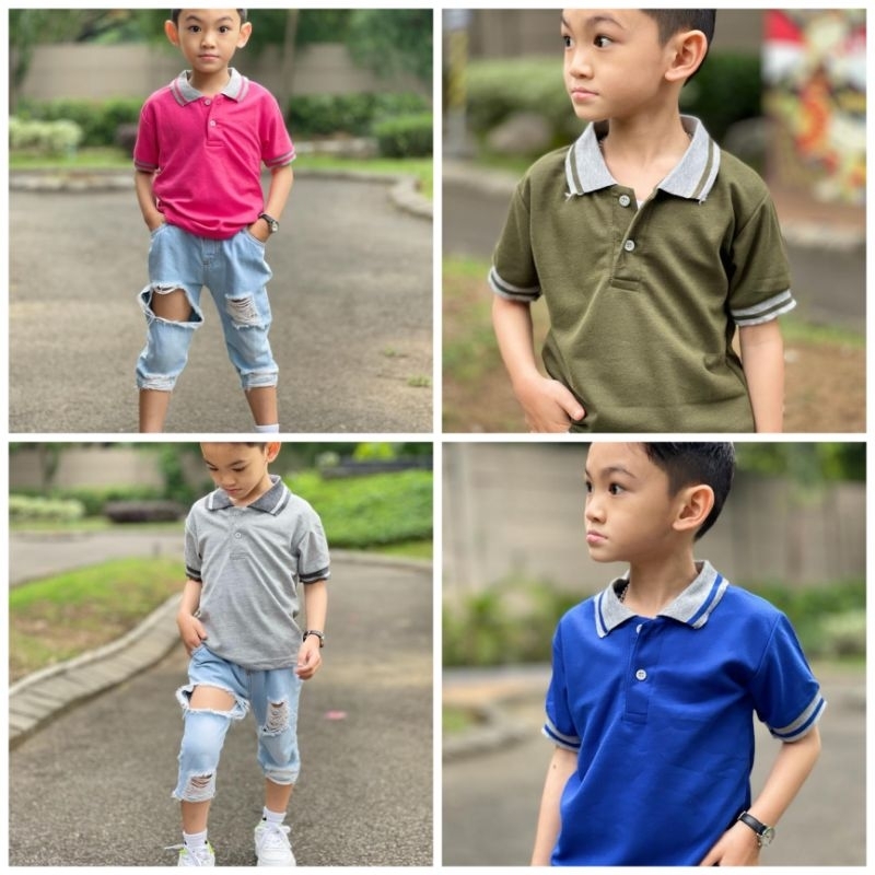 Polo shirt atasan Anak-anak / Kaos Kerah lakos Kids usia 2-9 tahun