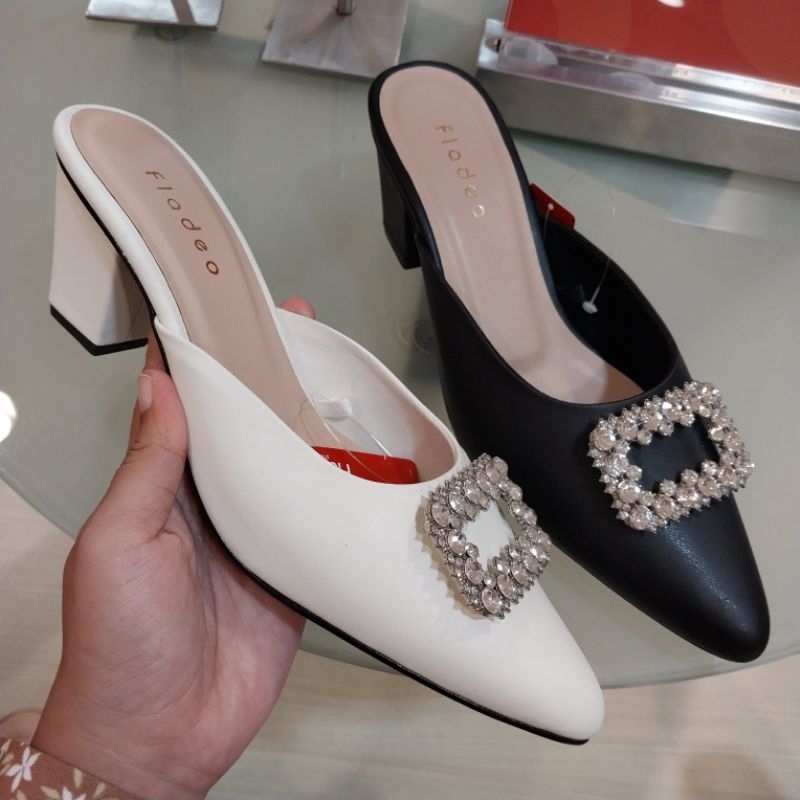 FLADEO sepatu wanita selop/mules heels 5cm