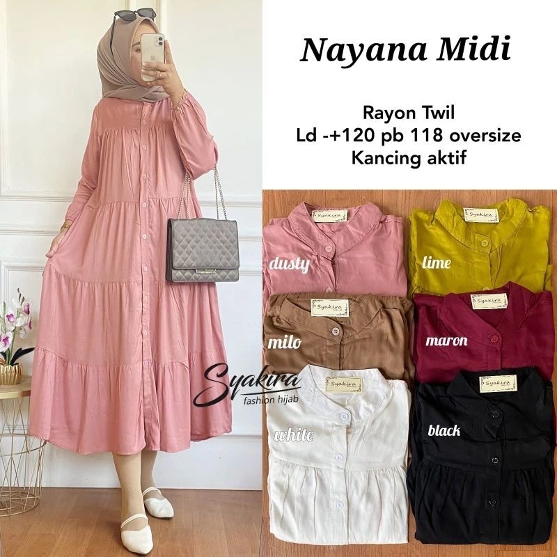 NAYAN MIDI DRESS BAHAN RAYON TUWIL