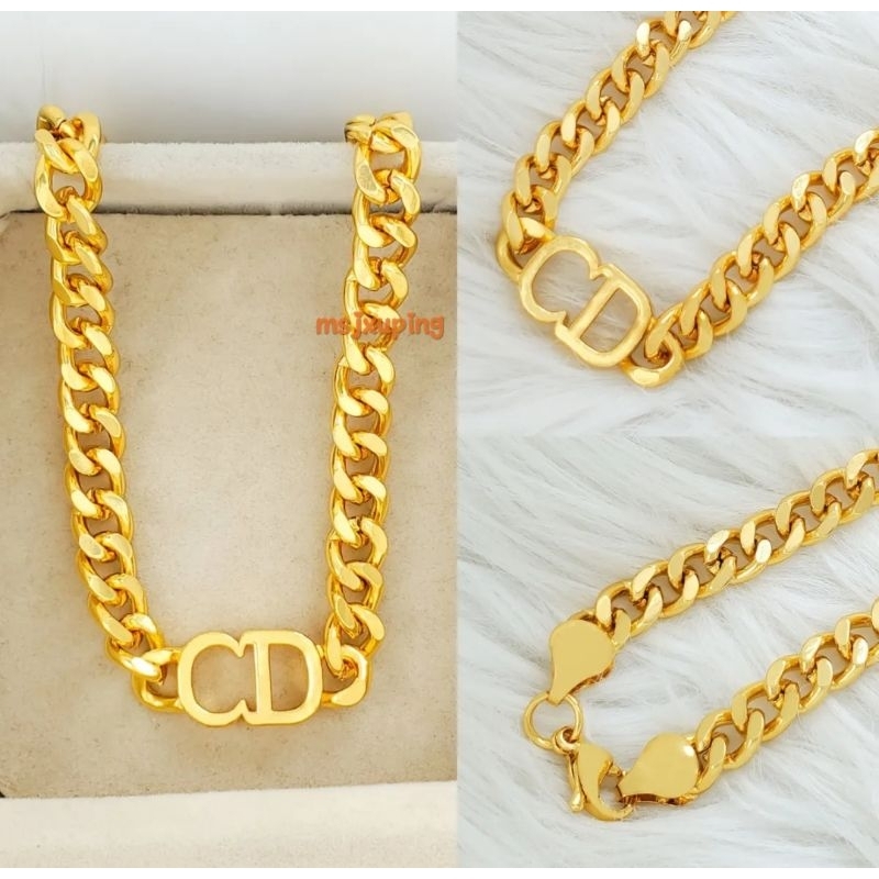 Kalung Wanita Rantai Cantik Model CD Emas Besar