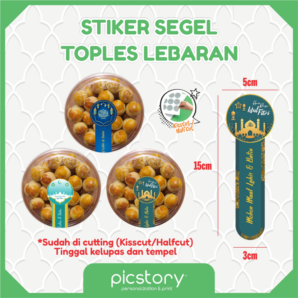 

Stiker Toples Kue Kering Lebaran Idul Fitri/ Sticker Label Segel Hampers Hari Raya Idulfitri Eid Mubarak