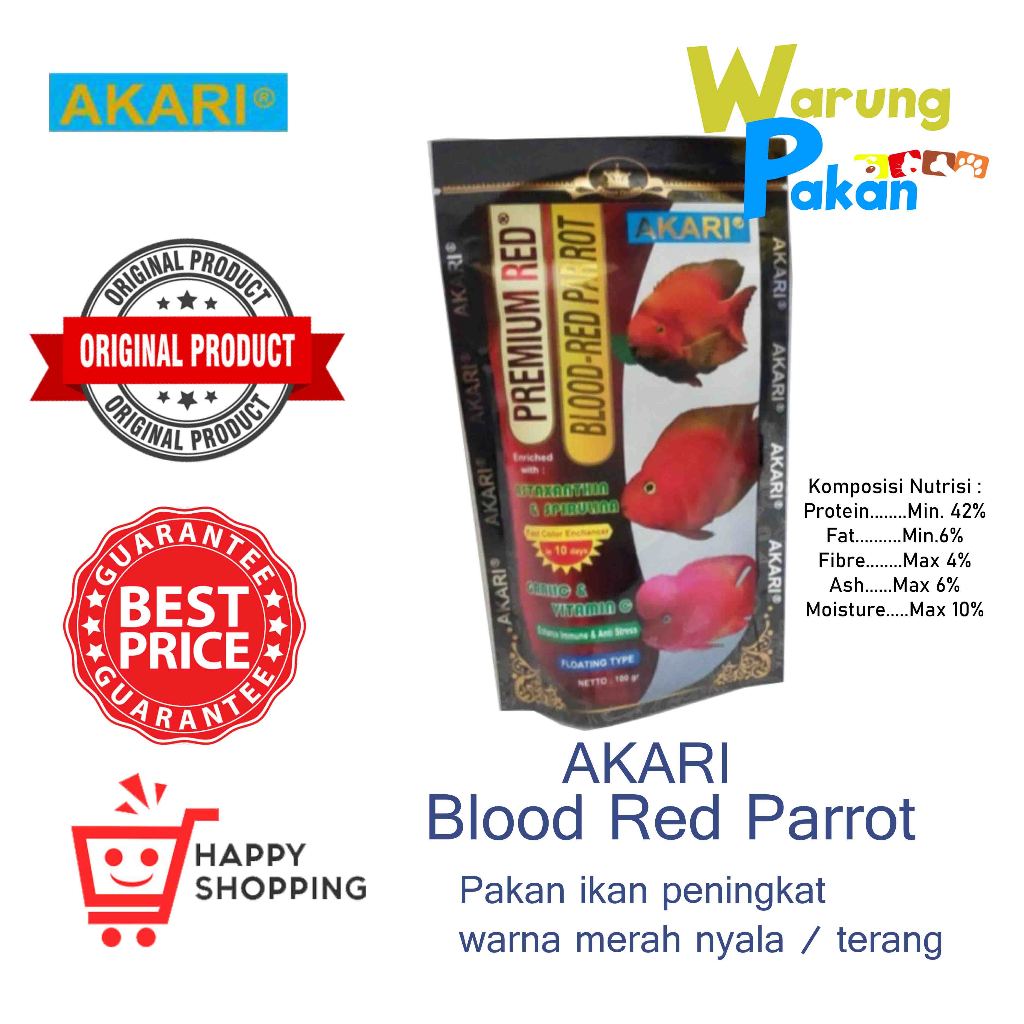 Makanan Ikan Perot Perrot Parot Akari Premium Red Blood Parrot 100gr