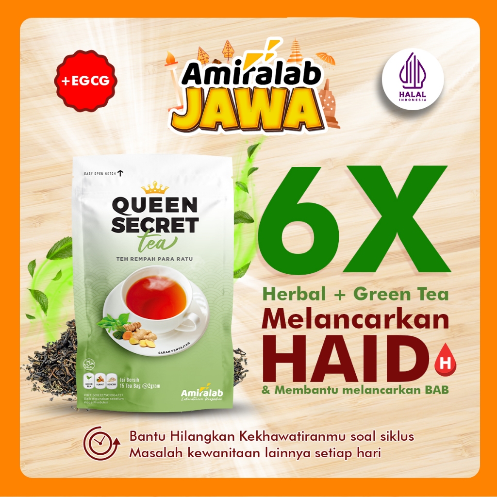 

Queen Secret Tea Amiralab Minuman Teh Pelancar Haaid Telat Terlambat Siklus Bulan Melancarkan Alami Ampuh Manjur Aman Untuk Busui KB Kesehatan Wanita 15 Bag