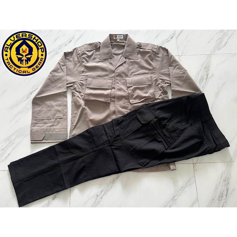 Baju PDL Coklat Brimob Polri Jatah Setelan Kain Halus TACTICAL