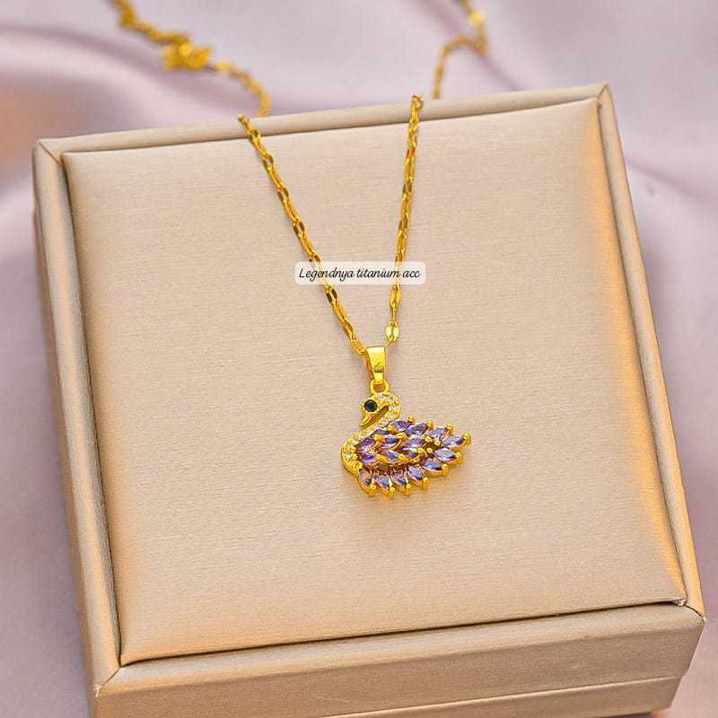 KALUNG TITANIUM MOTIF ANGSA SWAN Perhiasan fashion Korea anti karat&anti luntur