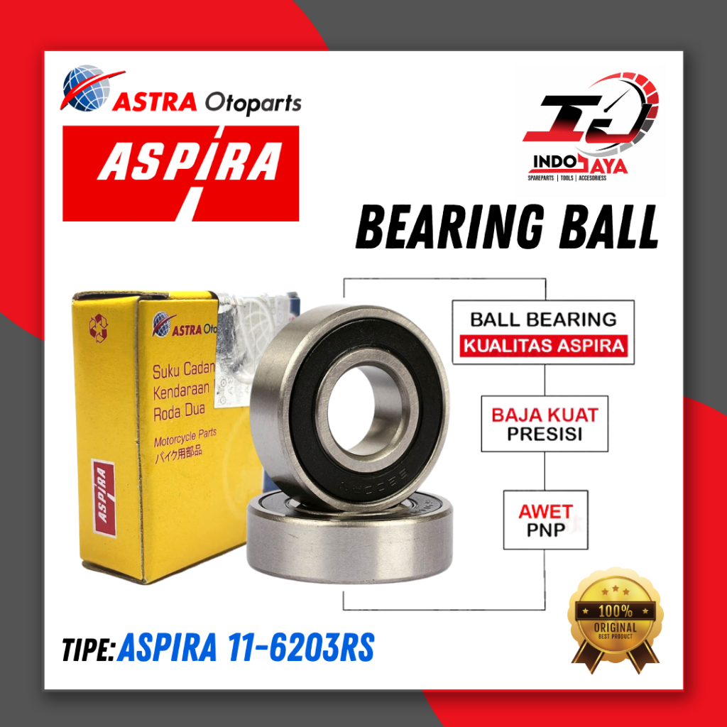 BEARING MOTOR ASPIRA 6203RS/C3H UNTUK SEMUA TIPE MOTOR / 11-6203RS / 6203 RS / 6203-RS / BEARING BAL