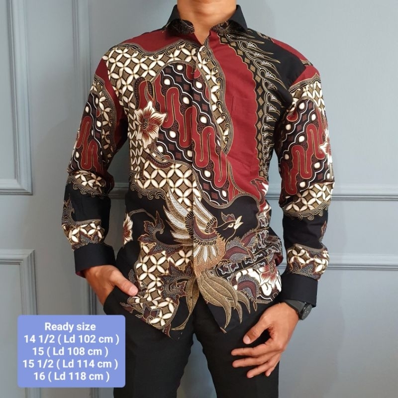 Kemeja Batik Lengan panjang Pria merk BOSS Slim Fit 88208