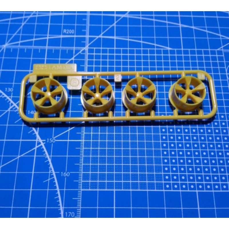 tamiya - velg medium 5 spoke , kuning (original tamiya)