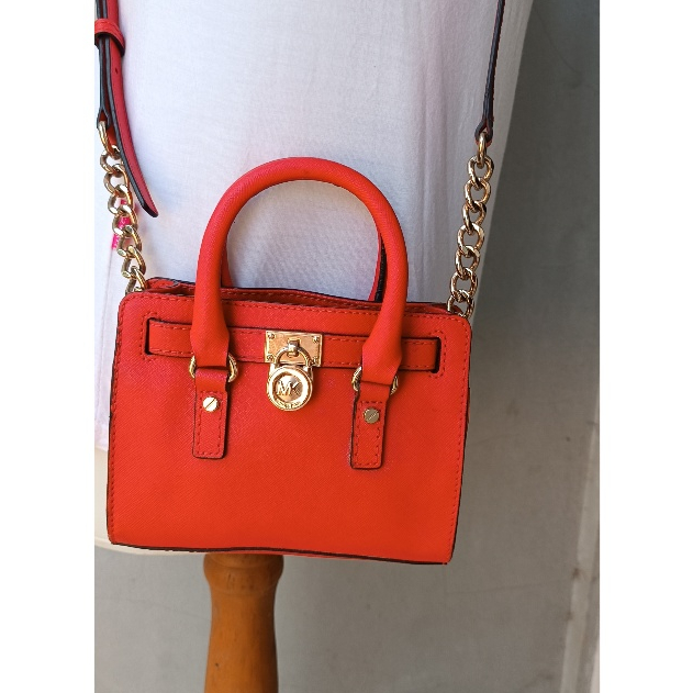 Red Mini Hamilto n MK Leather Sling Bag Tas Selempang Ori