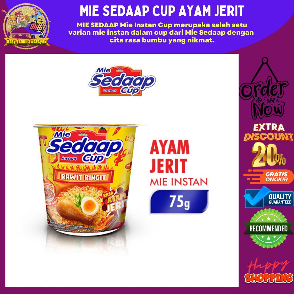 

SEDAAP Mie Instan Cup Ayam Jerit 75 GR