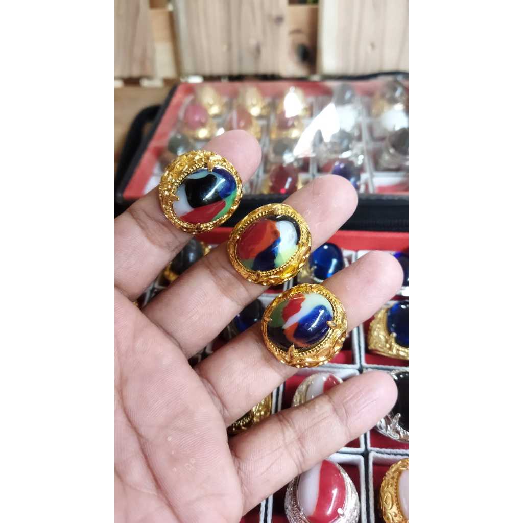 Cincin Batu Akik panca warna (S)