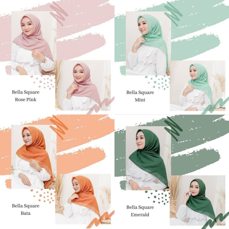 PAKET USAHA 6 PCS HIJAB BELLA SQUARE JILBAB SEGI EMPAT POLYCOTTON PREMIUM JAHIT NECI PREMIUM