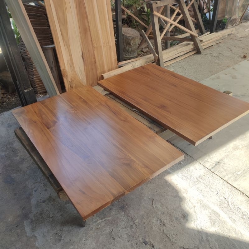 papan meja plus lubang 150x60 kayu jati asli