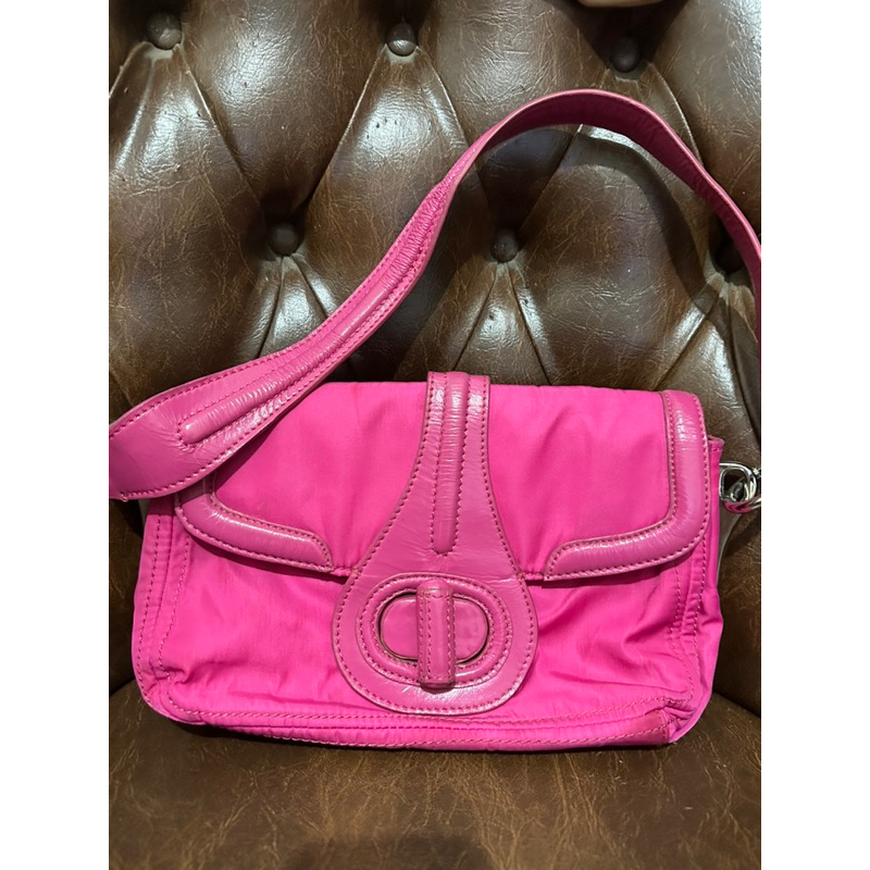 Tas Prada Vintage Rare Tessuto Shoulder Nylon mix leather Pink fuschia