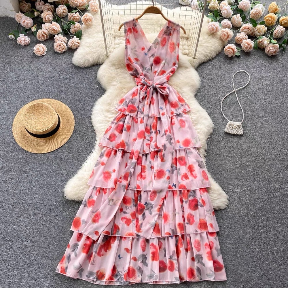 DARLA - Rue Dress/ Korean Long Backless Floral Dress/ Bali Beach Dress