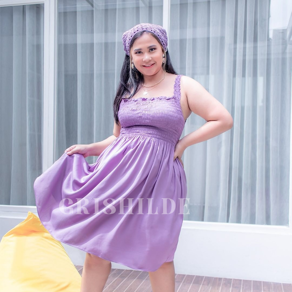 MELIA Dress Sabrina Korean Style Jumbo Wanita Dres Big Size Gaun Casual A Line Lengan Panjang Oversi