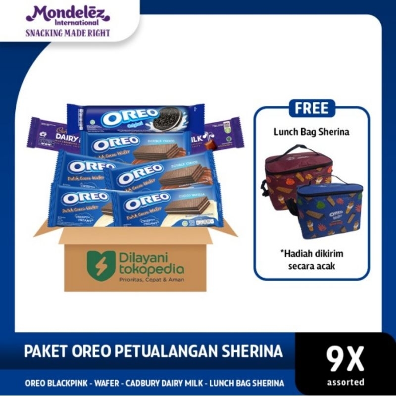 

paket oreo dan cadbury petualang sherina gratis lunch bag