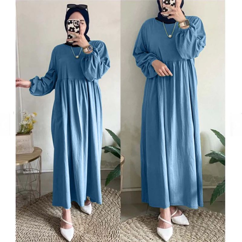 Balena Midi Dress Crinkle High Quality import Sleting Belakang