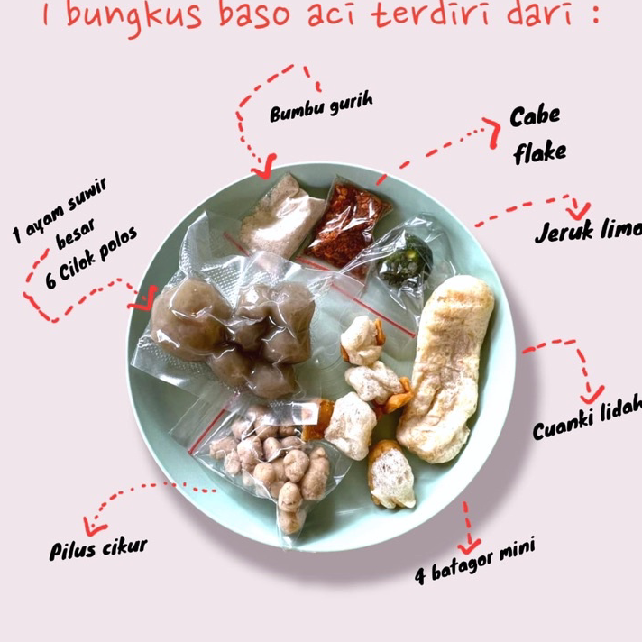 

➸➚✣ PAKET HEMAT BASO ACI AYAM SUWIR 7pcs / BASO ACI HEMAT AYAM