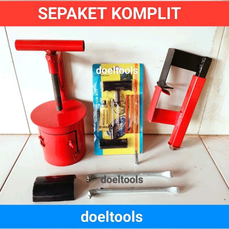 PAKET LENGKAP alat tambal ban bakar tubles tubeles sepeda motor press pres ban tubles cukil kunci pe