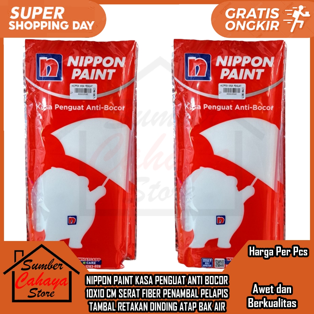 Serat Fiber Nippon Paint Kasa Penguat Anti Bocor 10cm X 10m Penambal Pelapis Tambal Retakan Dinding 