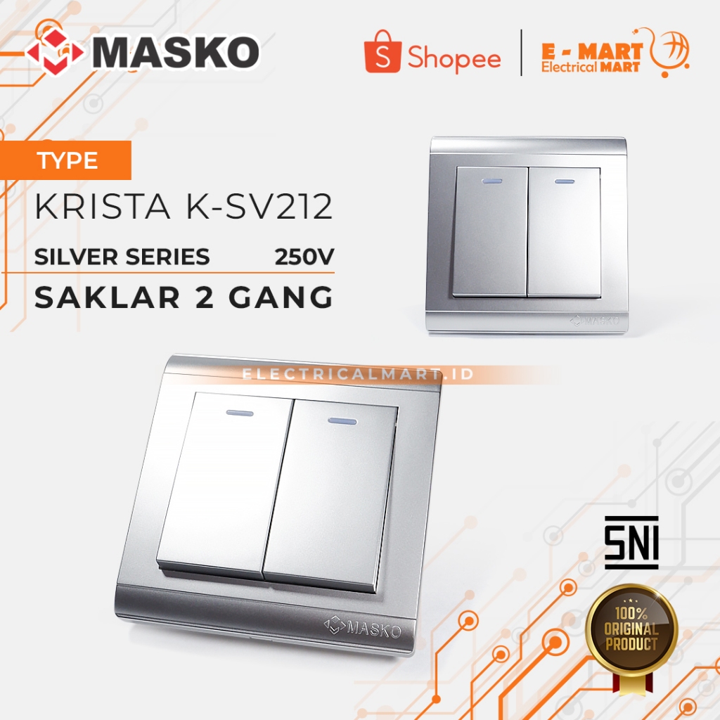 MASKO KRISTA SILVER Saklar Double / Saklar SERIE K-SV212
