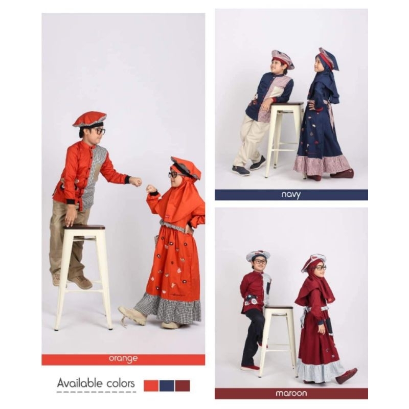Terbaru Gamis Anak DANNIS JKPL 0704 Orange - Maroon - Navy