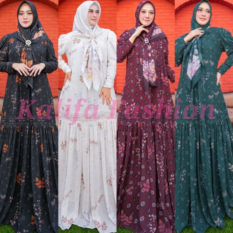 QIRANI SERIES ORI ALYA SYARI / GAMIS SET SCARF / DRESS MUSLIMAH / BAJU SYARI BRANDED / DRESS SYARI /