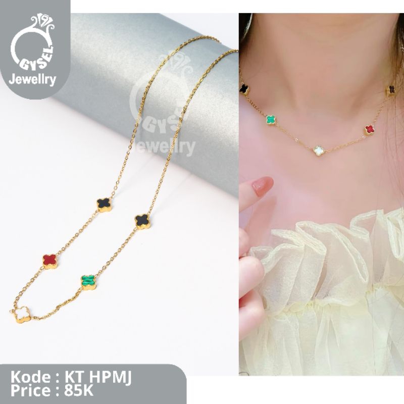 KT HPMJ - Kalung Titanium Bunga Rainbow Gold