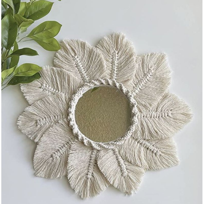 macrame cermin daun / macrame wall hanging mirror