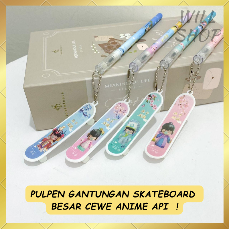

VARIAN 4 / 8 / 12 PCS PULPEN GEL PULPEN GANTUNGAN SKATEBOARD BESAR CEWE ANIME API PG-1027 / 1PCS PULPEN TINTA HITAM ALAT TULIS SEKOLAH KANTOR BISA GROSIRAN DAN COD
