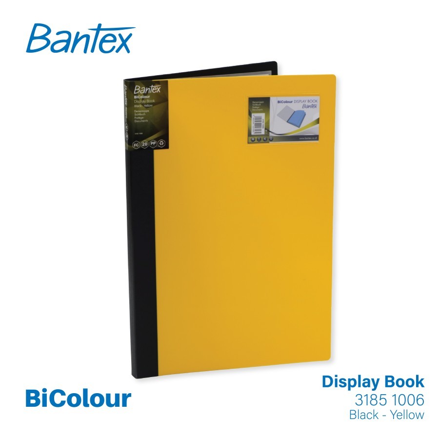 

Bantex Clear Holder Folio F4 20 Pocket Display Book Bicolor Black-Yellow