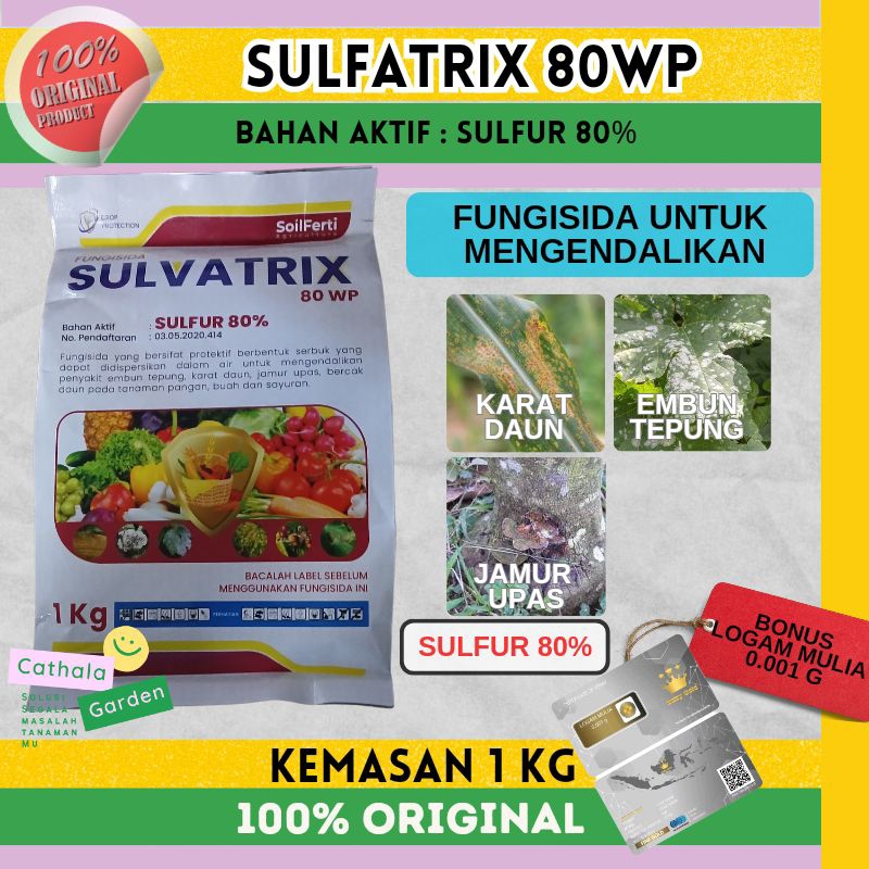 FUNGISIDA SULFATRIX 80 WP KEMASAN 1KG | FUNGISIDA BAHAN AKTIF SULFUR 80% UNTUK MENGENDALIKAN JAMUR P