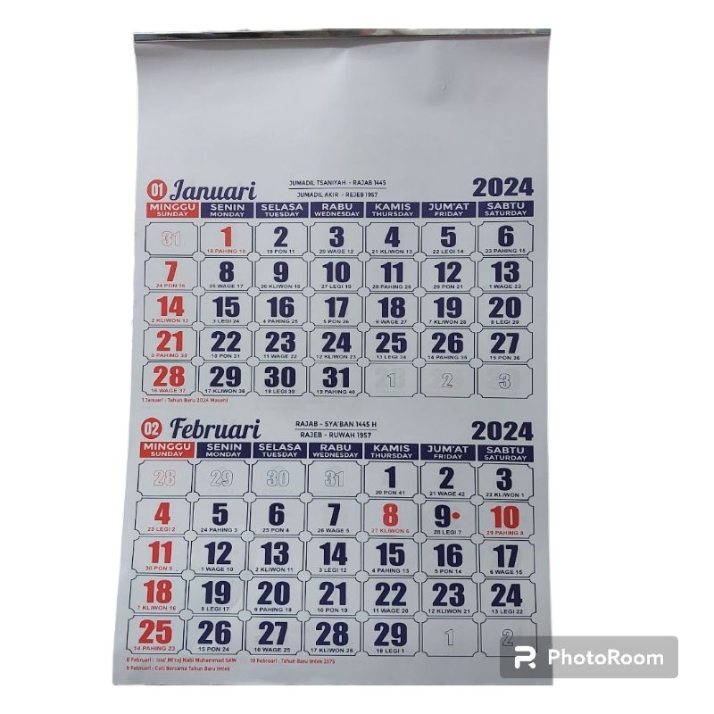 

kalender Dinding 2024 / kalender angka Dwibulan 6 Lembar