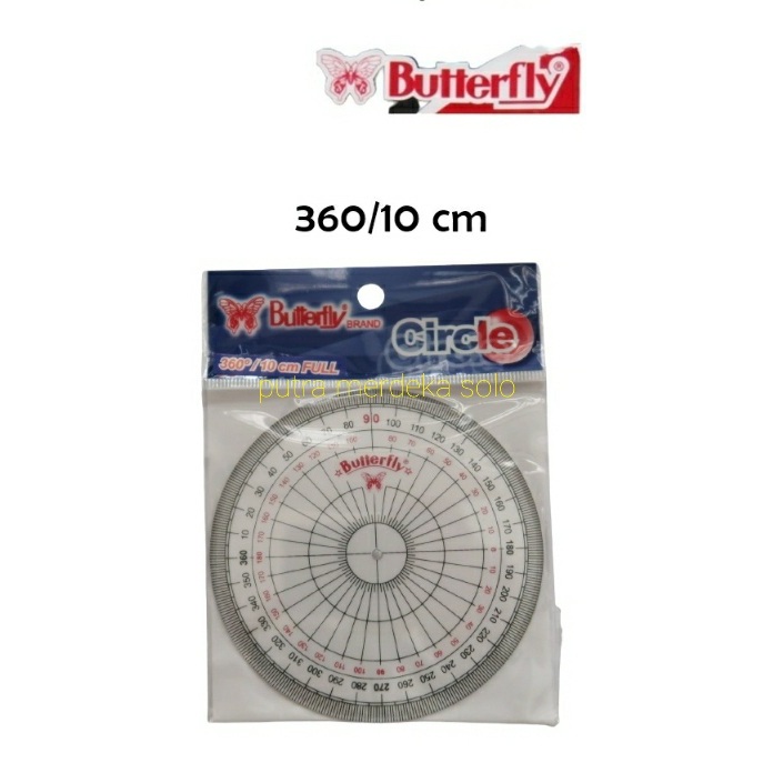 

Butterfly Busur Derajat 360/10 CM Full Protractor Butterfly 360