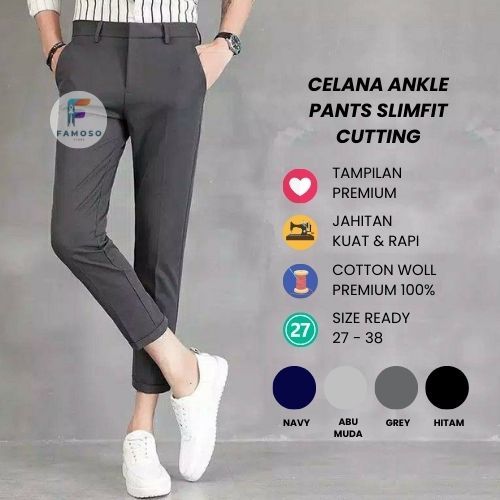 Celana Bahan Kerja Kantor Formal Slimfit Ankle Pants Clana Cingkrang Premium