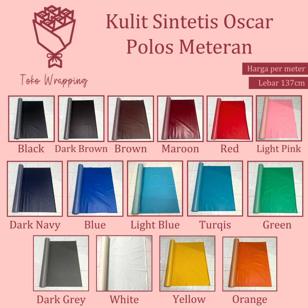 Kulit Sintetis Polos / Perlak Ompol Bayi Meteran Multifungsi Bahan Jok Motor bahan Kain Oscar Polos 