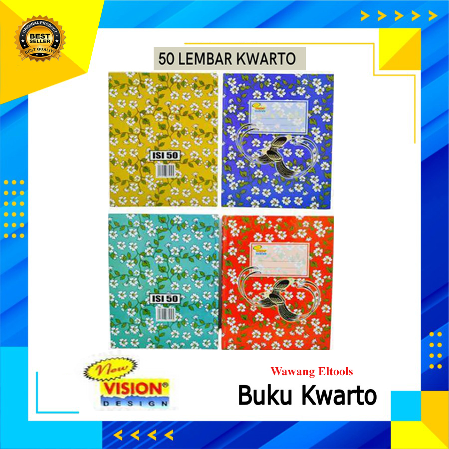 

Buku Kwarto Vision Isi 50 (20.5x16cm) Bergaris / Hard Cover