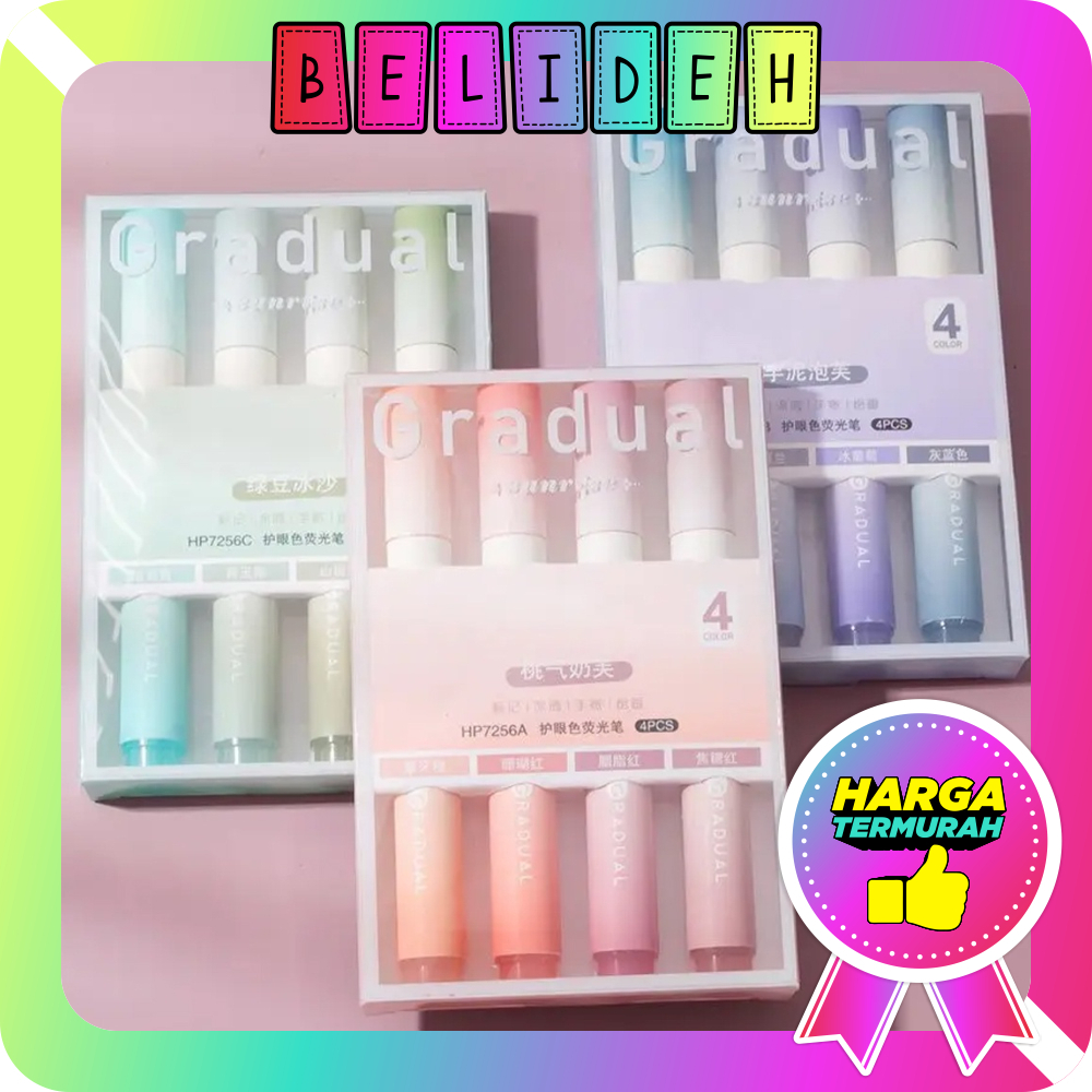 

☛BELIDEH☚ 1 SET ISI 4 HIGHLIGHTER WARNA PASTEL TERANG / 1 SET STABILO HIGHLIGHTER WARNA PASTEL S107